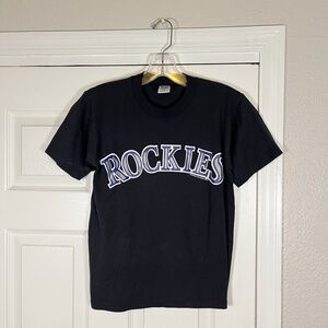 Colorado Rockies Graphic Short Sleeve Crew Neck Vintage T Shirt Youth Size Large